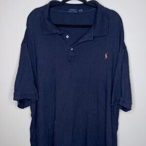 Polo Ralph Lauren Mens Size 3XLT Navy Blue Soft Cotton Short Sleeve Polo Short